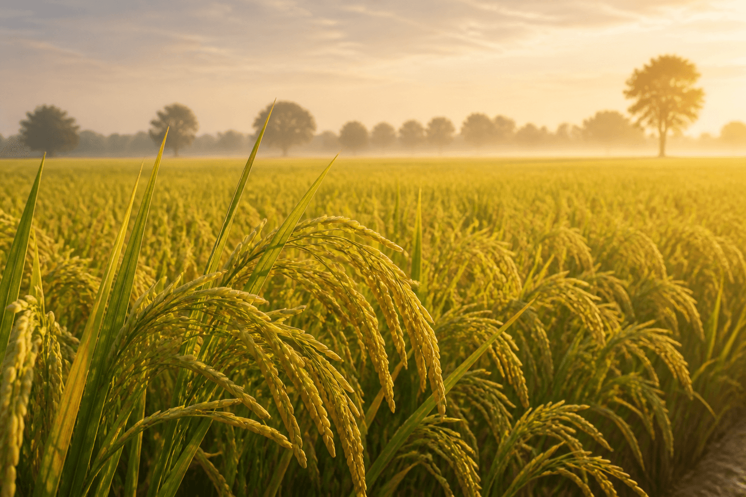Golden basmati paddy fields in Tohana, Haryana